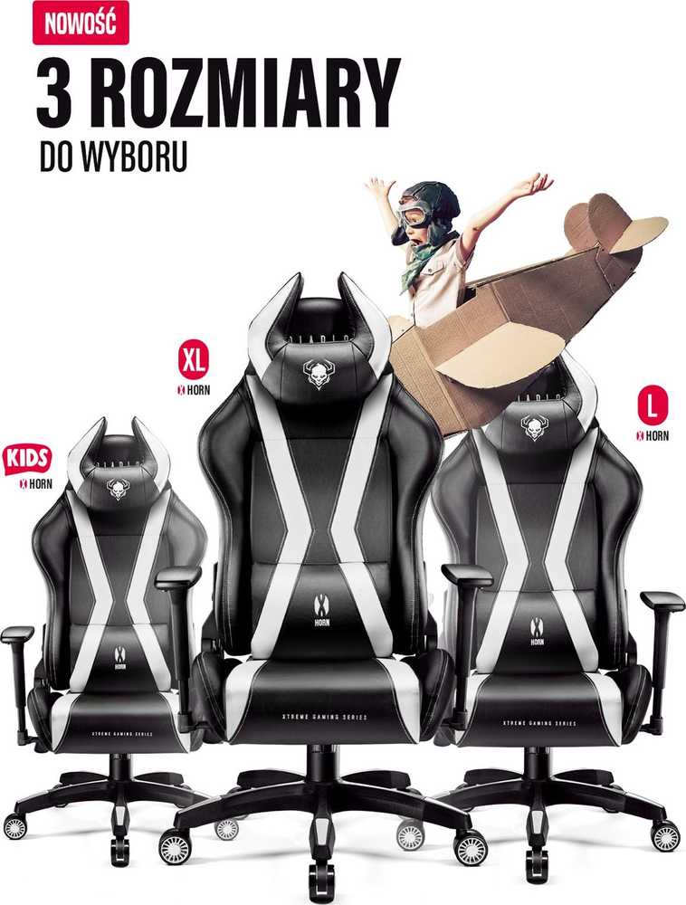 Žaidimų kėdė Diablo X-Horn 2.0 Gaming Chair King Size, Juoda-balta