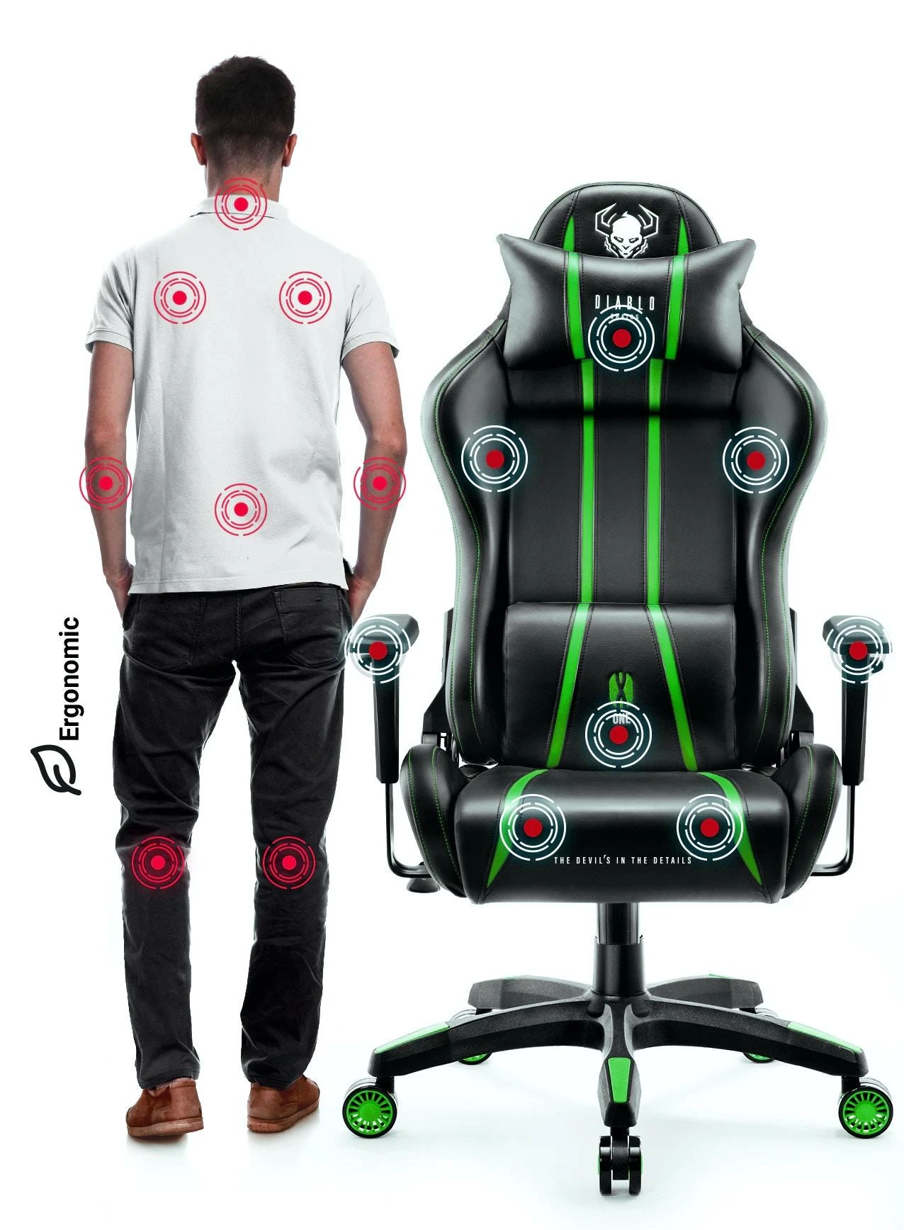 Diablo Chairs Žaidimų kėdė Diablo X-One 2.0 Gaming Chair Normal, Juoda-žalia
