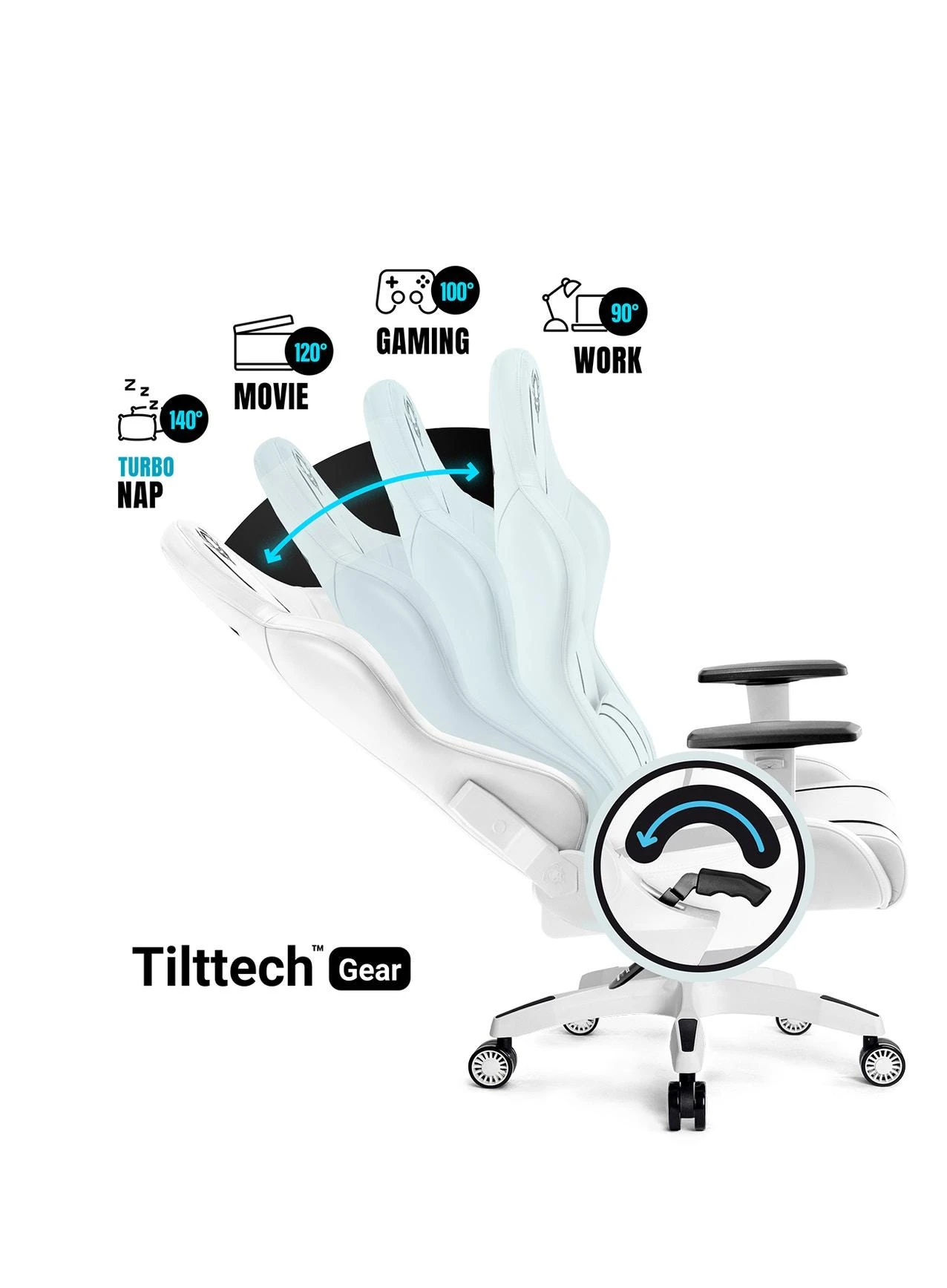 Žaidimų kėdė Diablo X-One 2.0 Gaming Chair King, Balta-juoda
