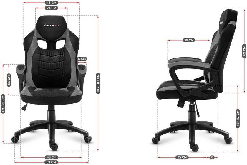 Žaidimų kėdė Huzaro Force 2.5 Mesh, Pilkos spalvos