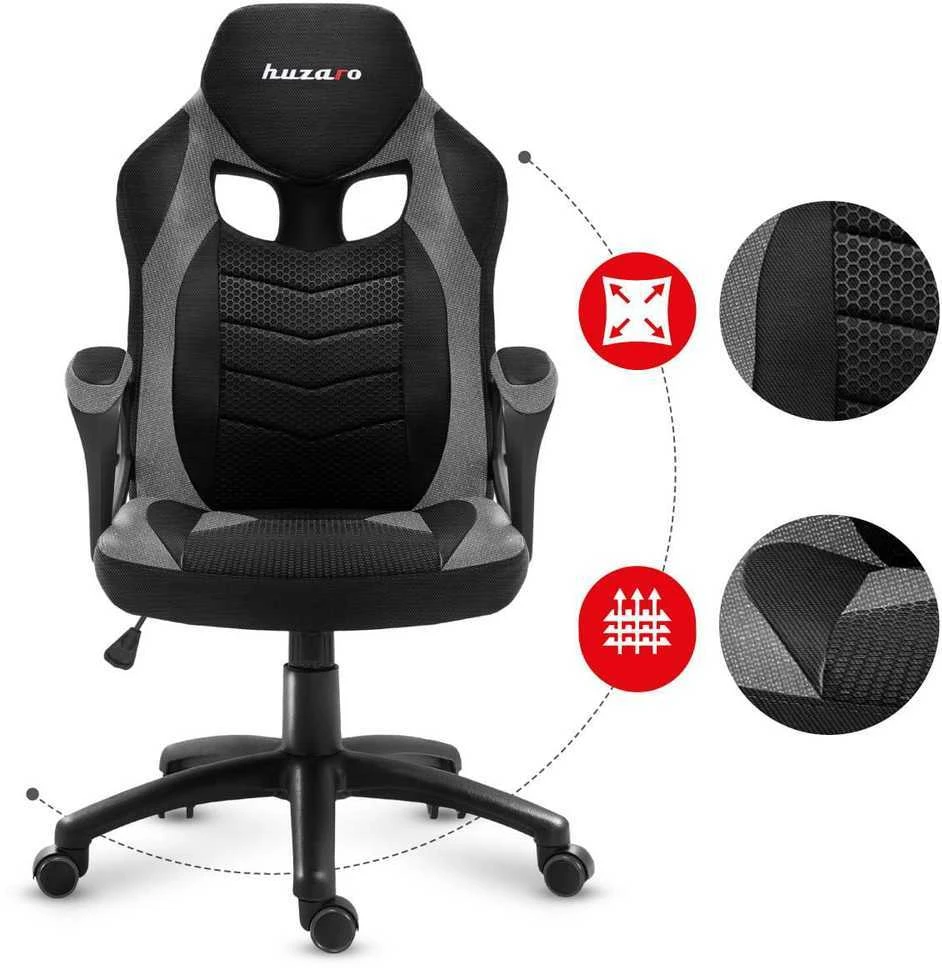 Žaidimų kėdė Huzaro Force 2.5 Mesh, Pilkos spalvos