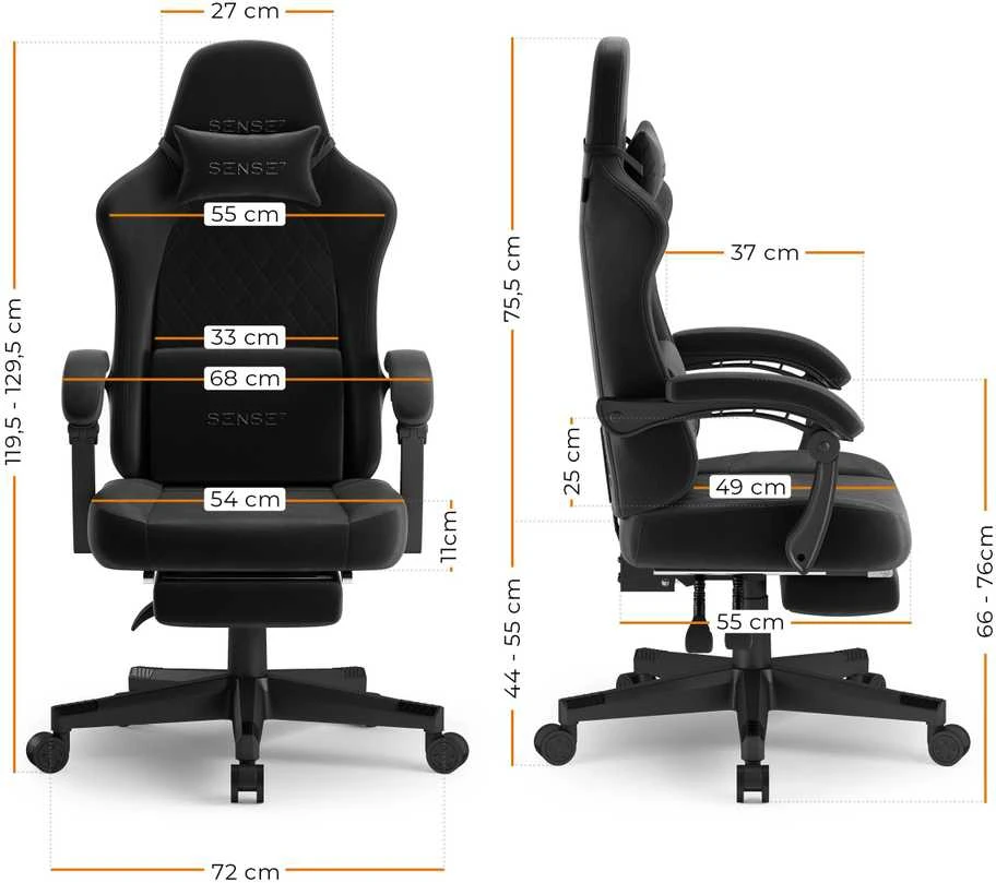 Žaidimų kėdė SENSE7 DEVON „Alcantara“, juoda