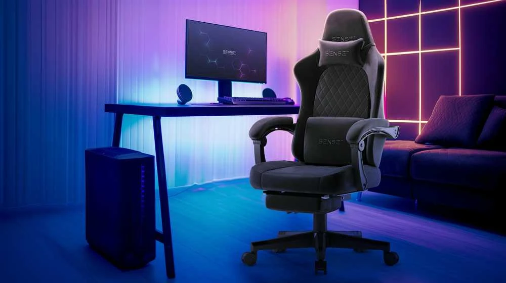 Žaidimų kėdė SENSE7 DEVON „Alcantara“, juoda