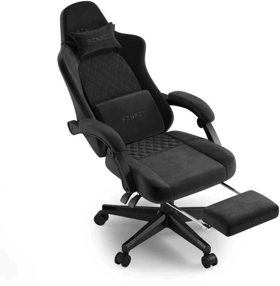 Žaidimų kėdė SENSE7 DEVON „Alcantara“, juoda