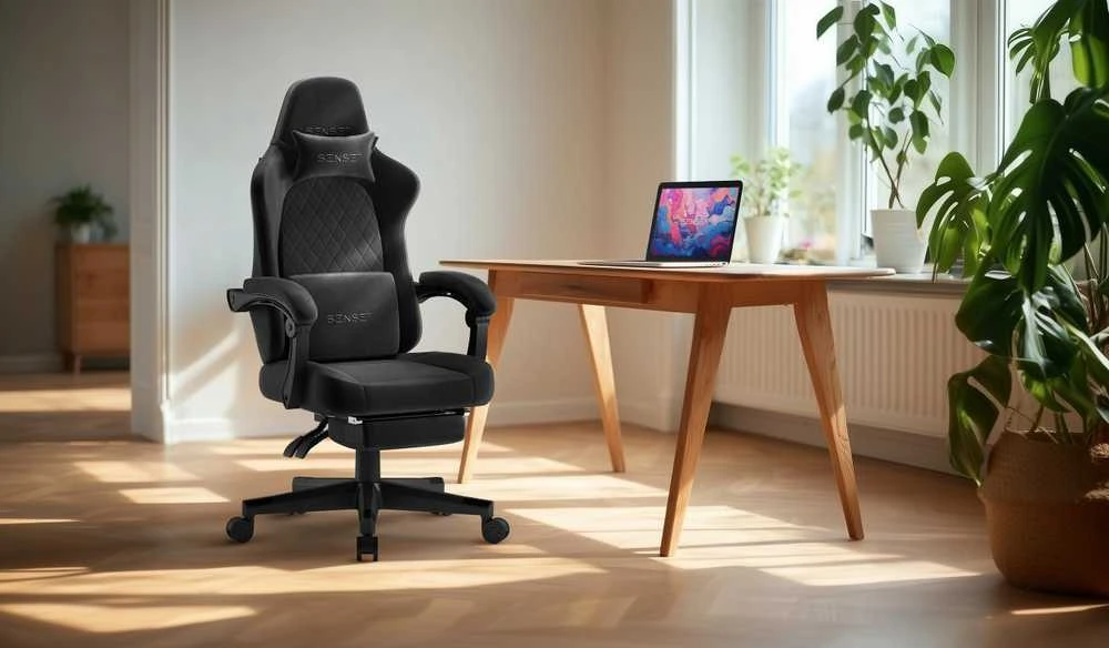 Žaidimų kėdė SENSE7 DEVON „Alcantara“, juoda