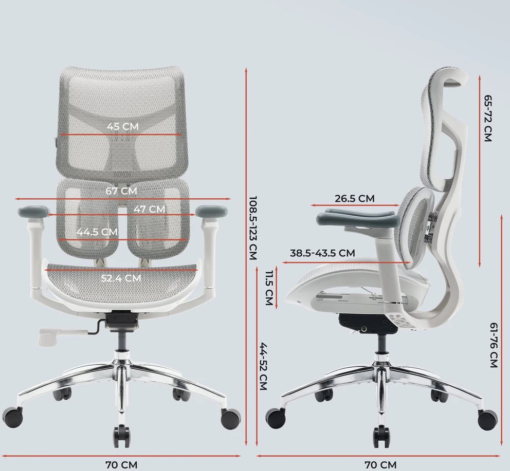 Sihoo DORO S100 Mesh fotel biurowy balta