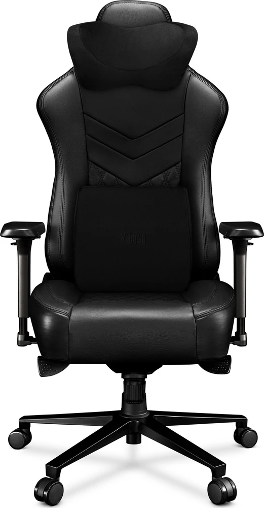 Žaidimų kėdė Yumisu 2053 Natural leather Gaming Chair, Juoda