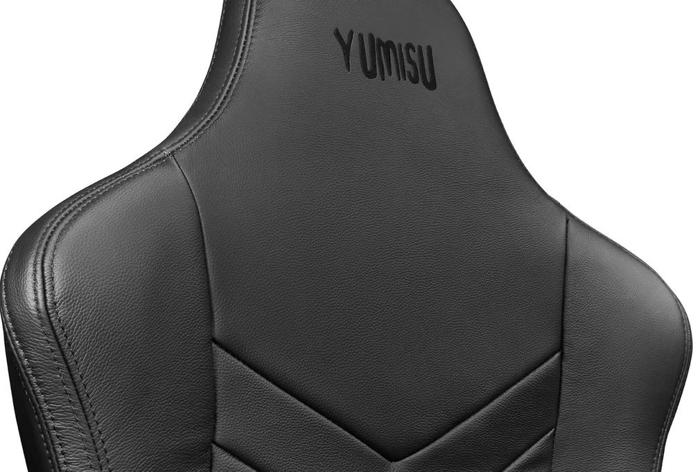 Žaidimų kėdė Yumisu 2053 Natural leather Gaming Chair, Juoda