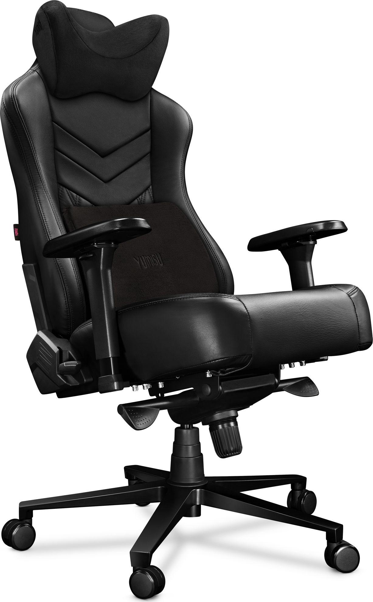 Žaidimų kėdė Yumisu 2053 Natural leather Gaming Chair, Juoda
