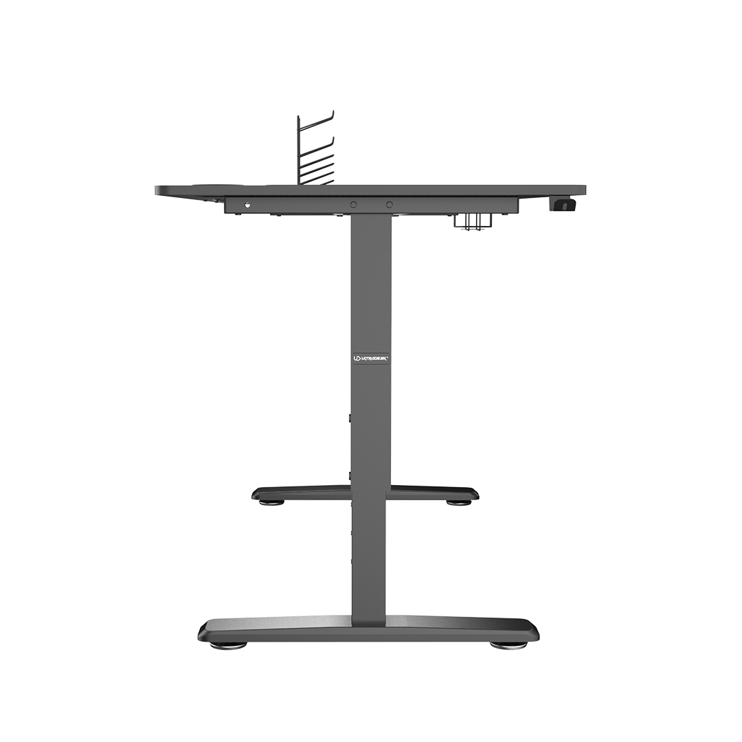 Žaidimų stalas Ultradesk Cruiser Gaming Desk, Reguliuojamo aukščio 660-812mm, Juodas su juodos spalvos kilimėliu