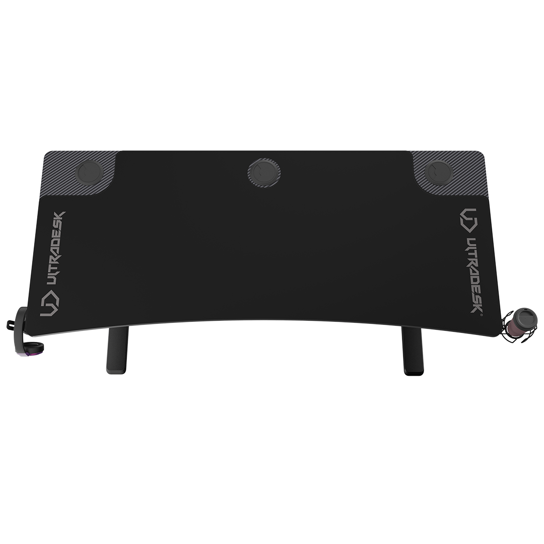 Žaidimų stalas Ultradesk Cruiser Gaming Desk, Reguliuojamo aukščio 660-812mm, Juodas su juodos spalvos kilimėliu