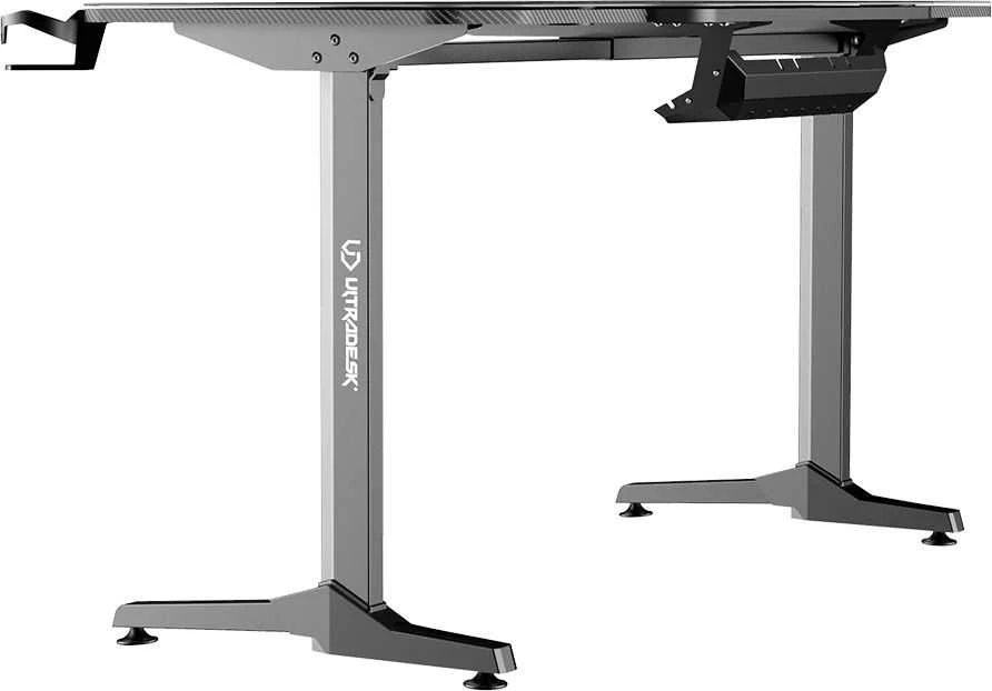 Žaidimų stalas Ultradesk Frag Gaming Desk, Juodas su juodu kilimėliu