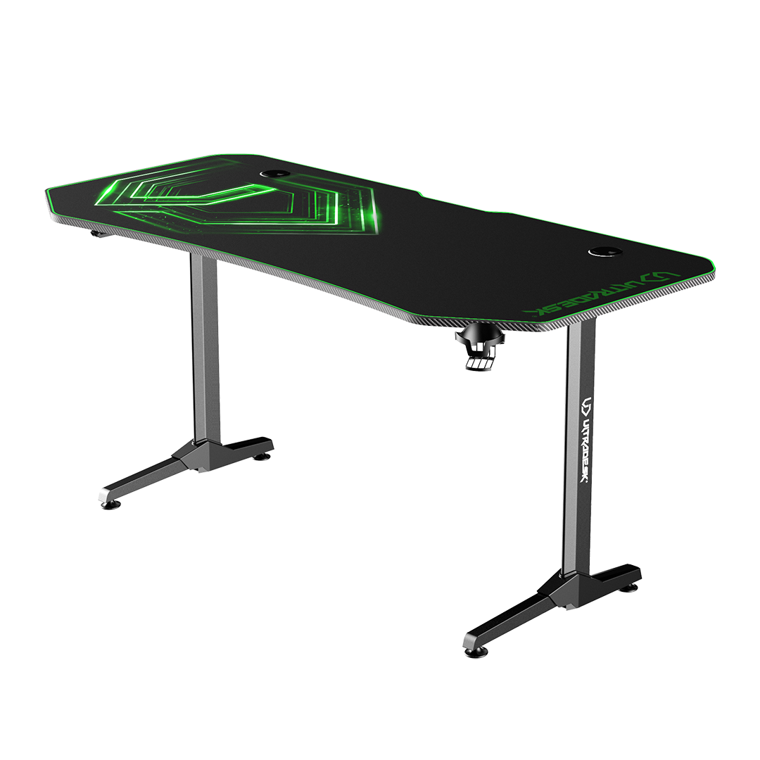 Žaidimų stalas Ultradesk Frag XXL Gaming Desk, Juodas su žalios spalvos