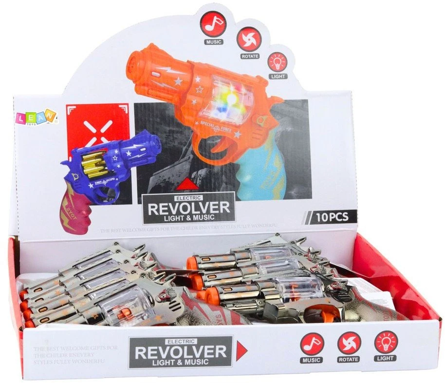 Lean Toys Žaislinis revolveris su šviesos ir garso efektais