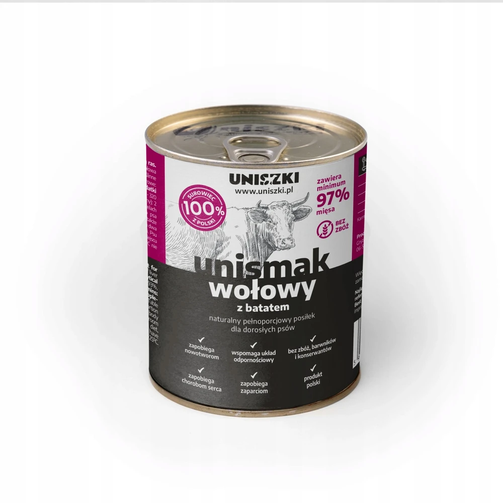 UNISZKI UNIsmak jautiena with sweet potato – drėgnas ėdalas šunims – 400g