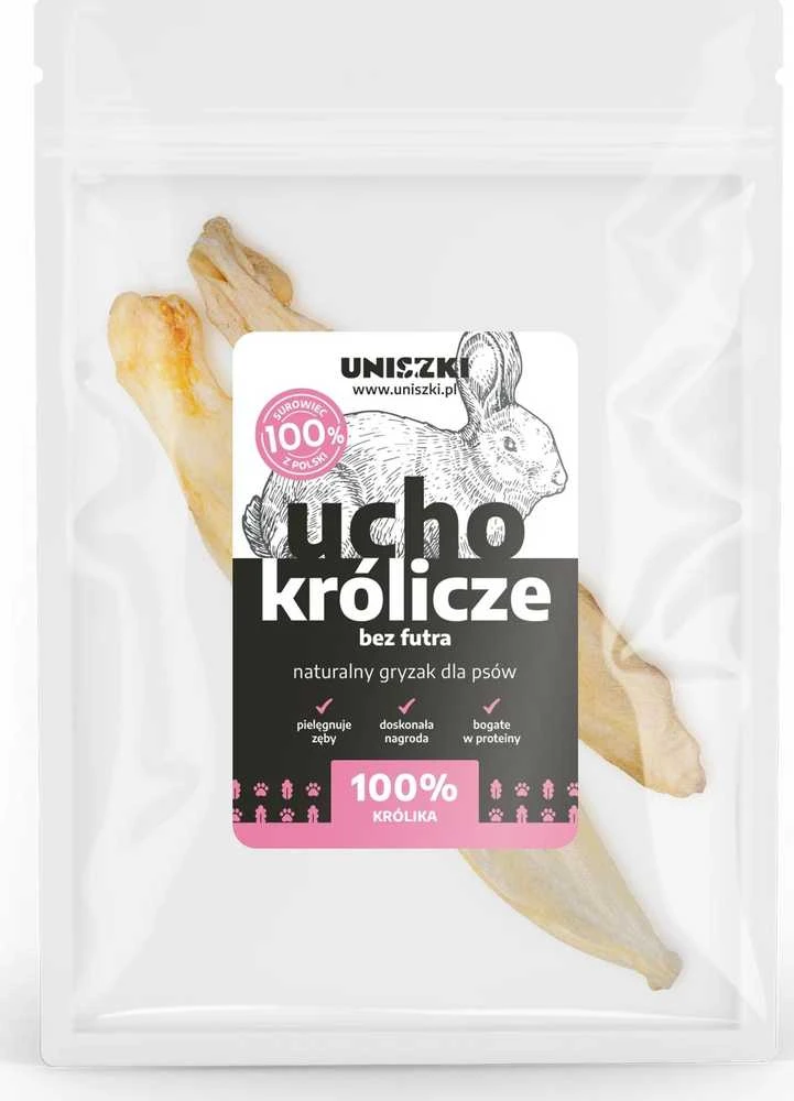 PIECES UNISZKI Triušio ausis be kailio - šunų skanėstas - 2 vnt.
