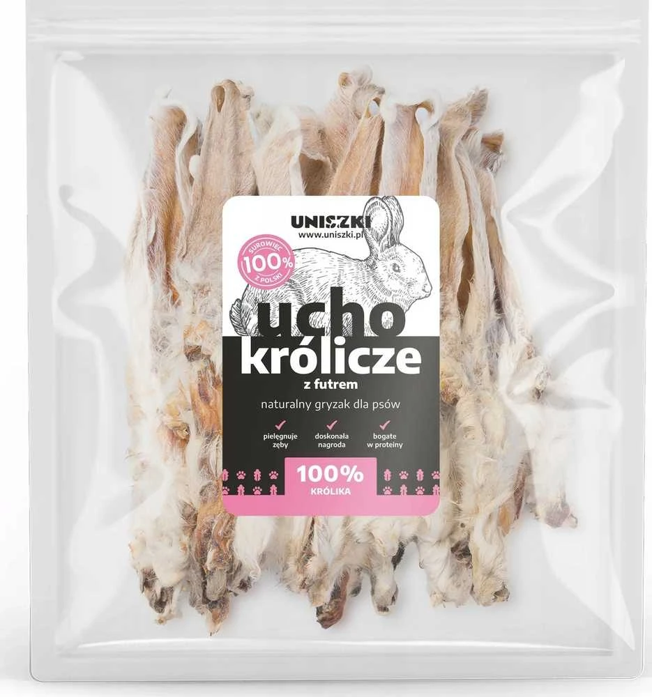PIECES UNISZKI Triušio ausis su kailiu - skanėstas šunims - 2 vnt.