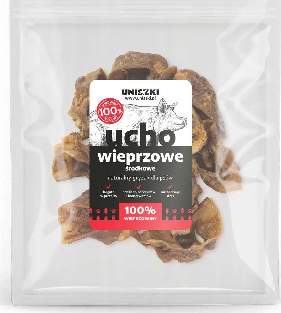 UNISZKI Middle pig ear - treat for dogs - 200 g