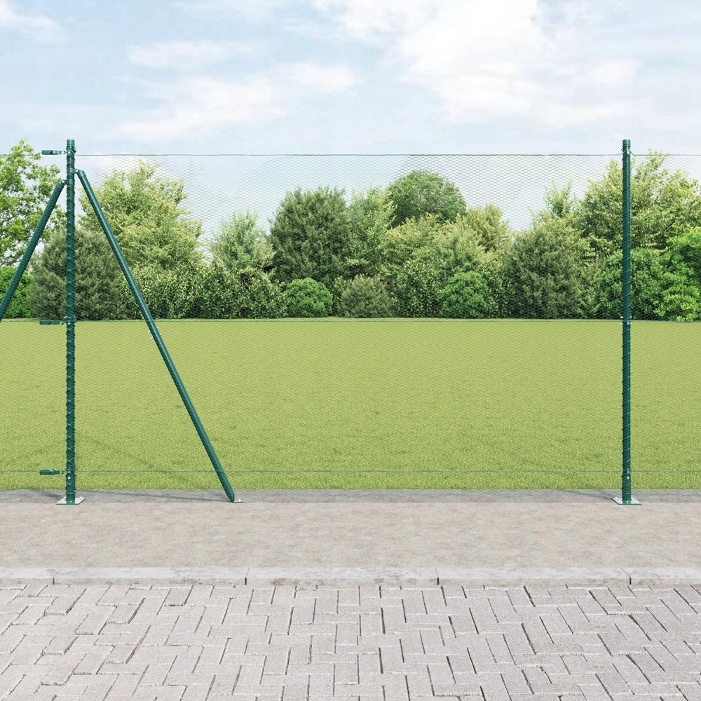 Šešiakampė tvora su betono pagrindu 10 x 1,6 m Žalia Tinklelis