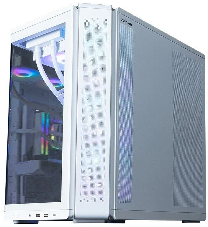 Zalman P60 vidutinio dydžio bokšto korpusas su 5 ARGB ventiliatoriais, baltas