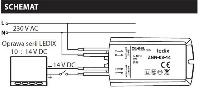 Zamel 14V nuolatinės srovės 8W (ZN-08-14)