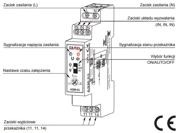 Zamel 16A 25mA 1NO 230V AC ASM- 03
