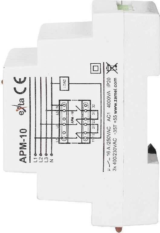 Zamel Automatinis fazės perjungiklis 16A 230V / 3x400V + N APM-10 (EXT10000202)