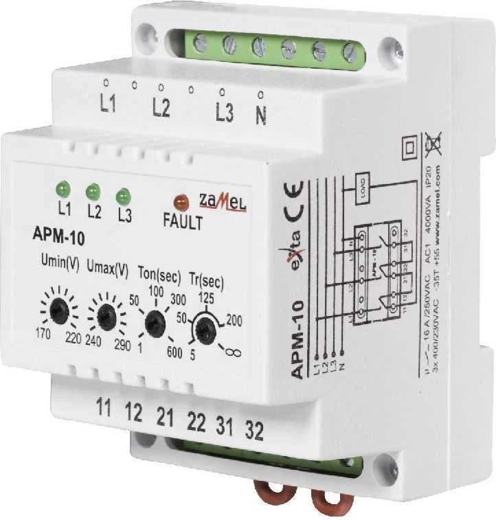 Zamel Automatinis fazės perjungiklis 16A 230V / 3x400V + N APM-10 (EXT10000202)