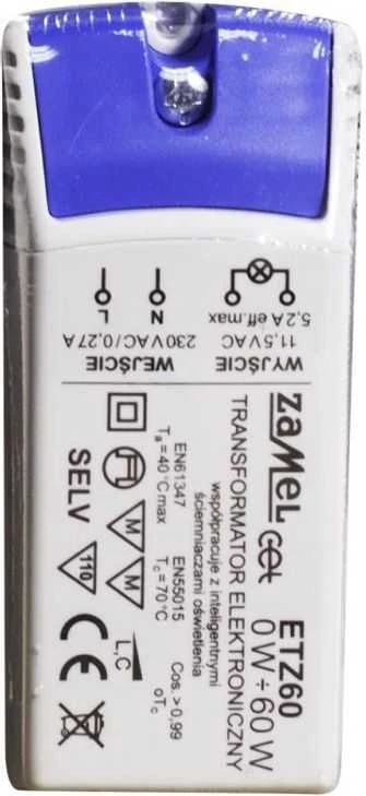 Zamel Transformator elektroninis 230/11,5V 0-60W ETZ60 (LDX10000042)