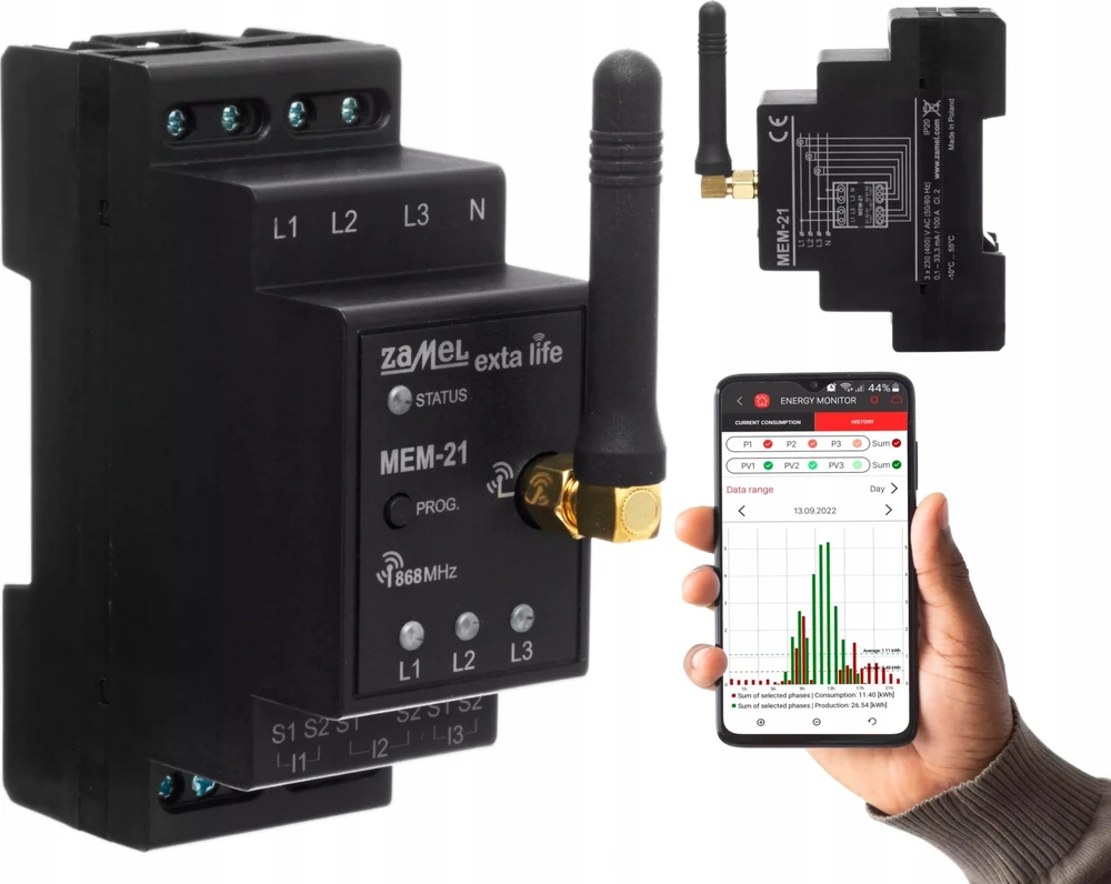Zamel Supla Zamel Exta Life MEM-21 - elektros suvartojimo monitorius 3P+N - 868 MHz