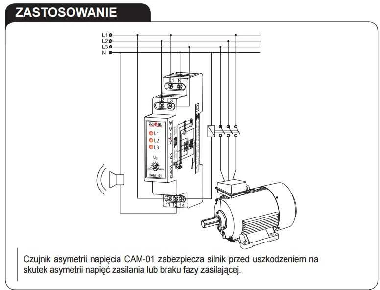 Zamel fazės disbalanso jutiklis 230/400V AC CAM-01