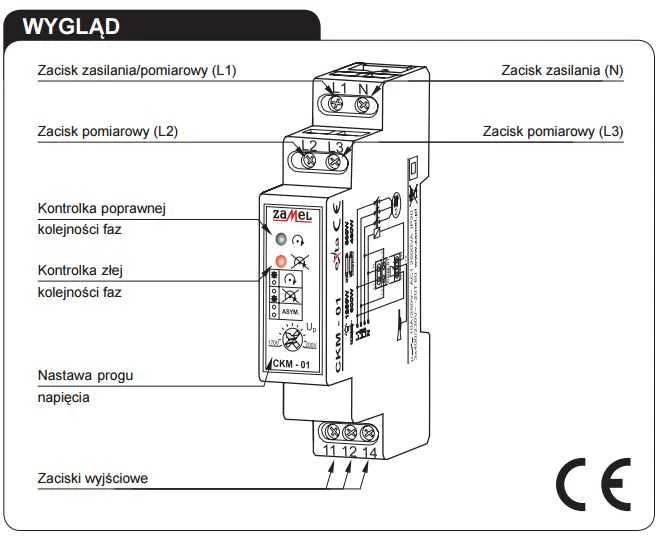 Zamel Fazių sekos relė 10A 1P 230/400V AC CKM-01