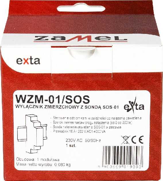 Zamel Jungiklis prieblandoje su SOS- 01 16A 230V 0- 200lx AC WZM-01 / SOS (EXT10000143)