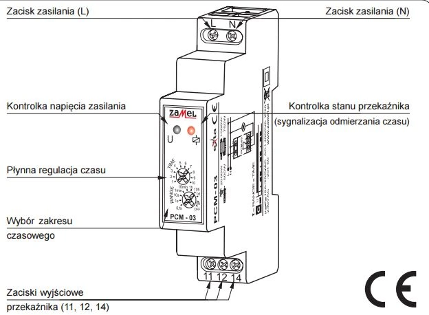 Zamel Laiko siųstuvas 16A 1NO / NC 230V AC PCM- 03