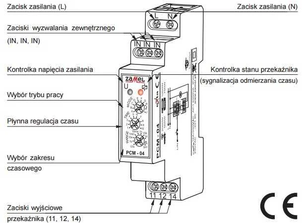 Zamel Laiko relė 16A 1NO/NC 230V AC PCM-04