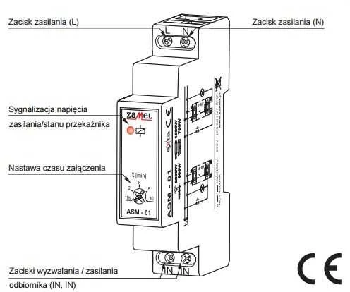 Zamel Laiptinės valdiklis 16A 48mA 1NO 230V AC ASM-01