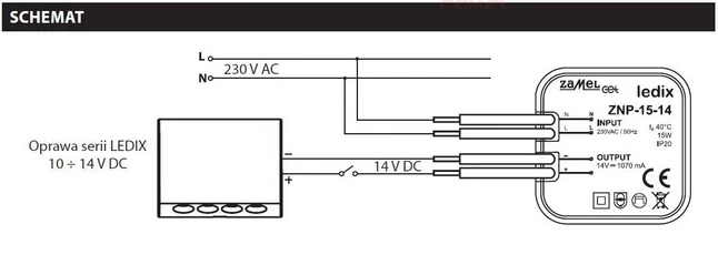 Zamel ZASIL.LED 14V DC 15W DOPUSZKOWY