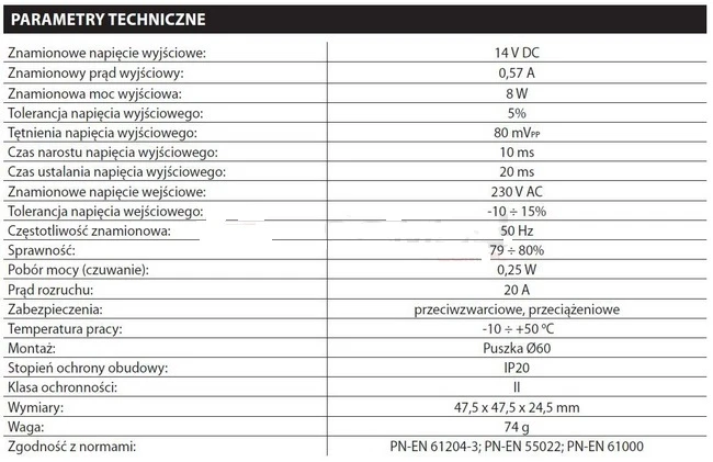 Zamel ZASIL.LED 14V DC 8W DOPUSZKOWY