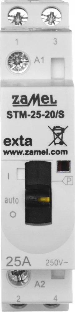 Zamel Modulinis kontaktorius su rankiniu valdymu, montavimas, 25A, 2xNO, 230V AC, tipas: STM-25-20/S EXT10000287