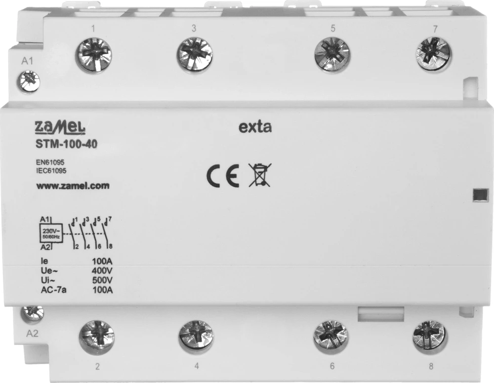 Zamel Modulinis montavimo kontaktorius 100A 4Z 230V AC tipas: STM-100-40 EXT10000302