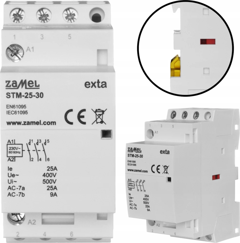 Zamel modulinis montavimo kontaktorius 25A 3Z 230V AC, tipas: STM-25-30 EXT10000291