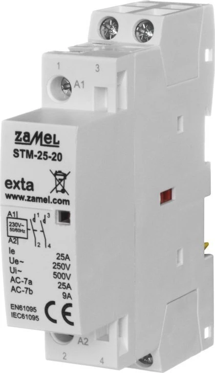 Zamel Modulinis montavimo kontaktorius 25A 2Z 230V AC tipas: STM-25-20 EXT10000288