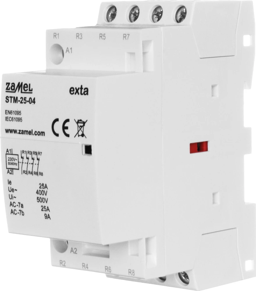 Zamel Modulinis montavimo kontaktorius 25A 4R 230V AC tipas: STM-25-04 EXT10000294