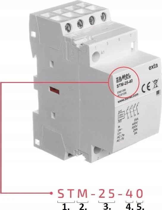 Zamel Modulinis montavimo kontaktorius 25A 2Z 230V AC tipas: STM-25-20 EXT10000288