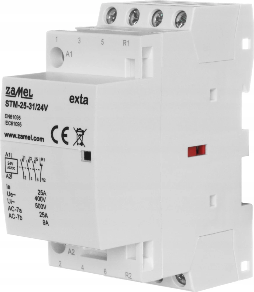 Zamel Modulinis montavimo kontaktorius 25A 3Z+1R 24V AC/DC tipas: STM-25-31/24V EXT10000293