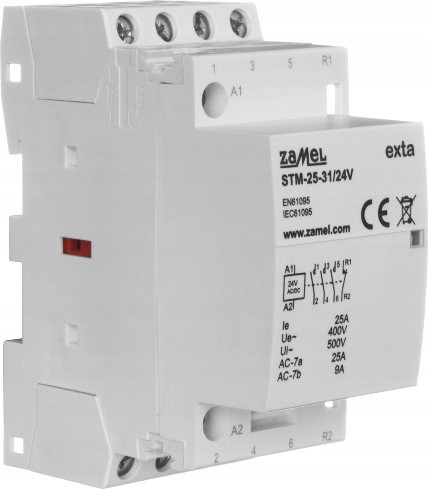 Zamel Modulinis montavimo kontaktorius 25A 3Z+1R 24V AC/DC tipas: STM-25-31/24V EXT10000293
