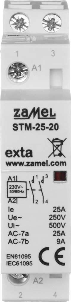 Zamel Modulinis montavimo kontaktorius 25A 2Z 230V AC tipas: STM-25-20 EXT10000288