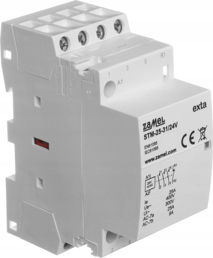 Zamel Modulinis montavimo kontaktorius 25A 3Z+1R 24V AC/DC tipas: STM-25-31/24V EXT10000293