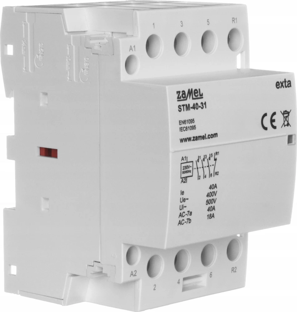 Zamel Modulinis montavimo kontaktorius 40A 3xZ+1R 230V kintamosios srovės tipas: STM-40-31 EXT10000298