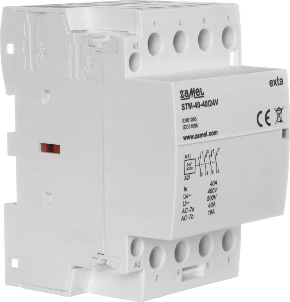 Zamel Modulinis montavimo kontaktorius 40A 4Z 24V AC/DC+F13 tipas: STM-40-40/24V EXT10000297